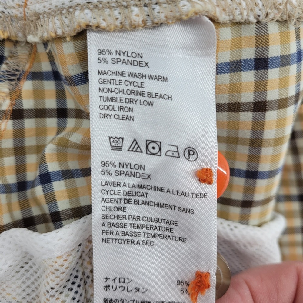 Tommy Bahama Mens 38 Plaid Tech Shorts Tan Blue Orange Stretch Marlin Golf - Picture 5 of 11
